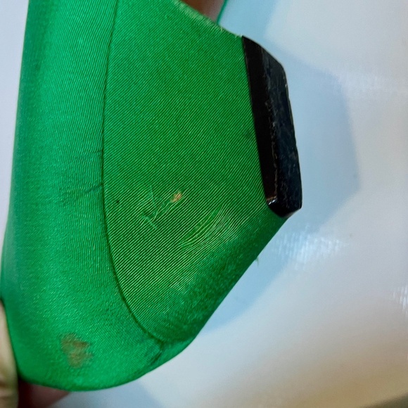 Vintage Casadei Emerald Satin Heeled Loafer Green, Made in Italy, 39.5 / 9.5 - Picture 5 of 13